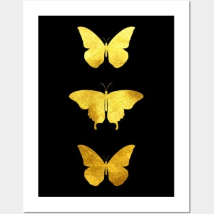 White and Gold Butterflies Posters and Art